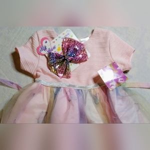 Blueberi Boulevard Girl's size 6 rainbowunicorn party dress with sequin hair bow